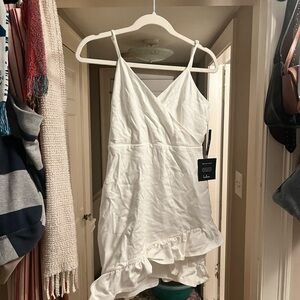 Lulu's Cream Wrap Dress with Ruffles